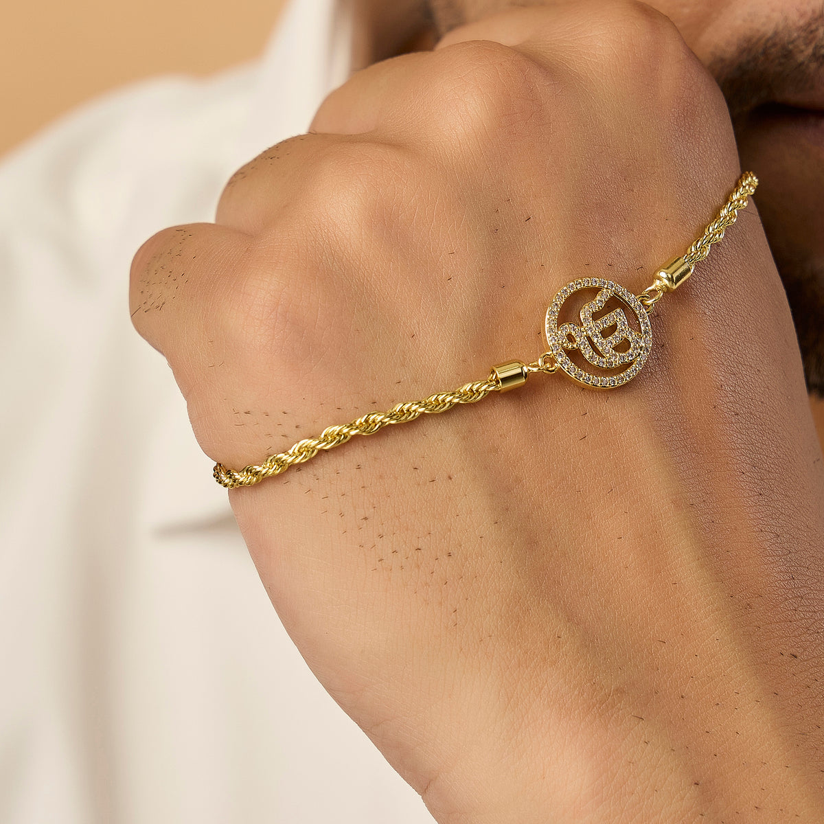 Men's Ek Onkar Gold Twisted Chain Bracelet