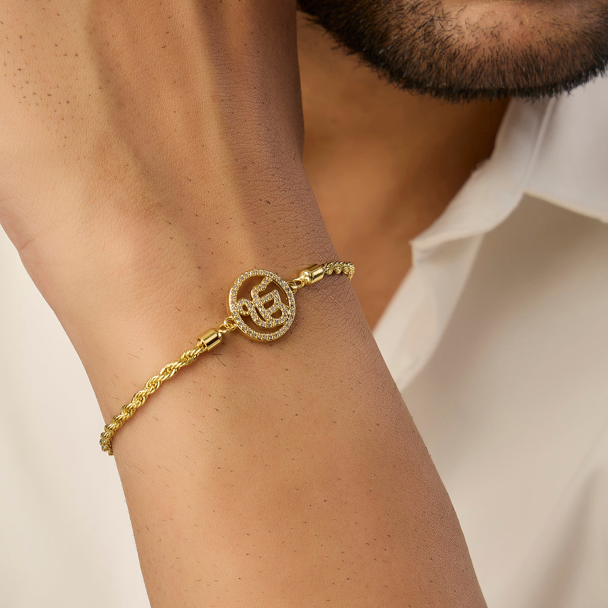 Men's Ek Onkar Gold Twisted Chain Bracelet