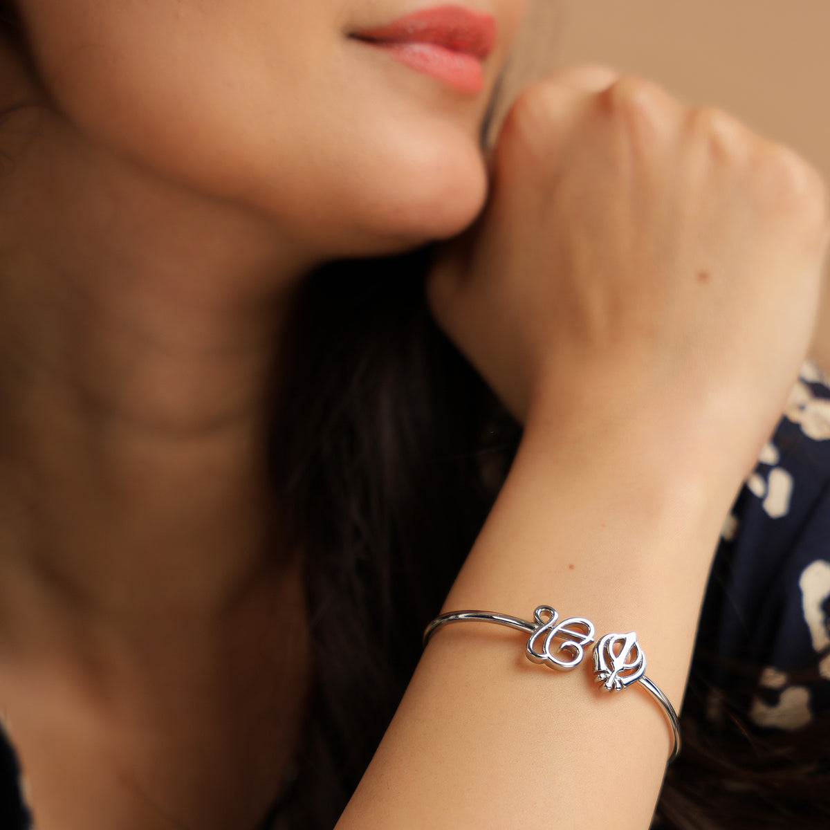 Silver Plated Ek Onkar Khanda Bracelet- Stainless steel
