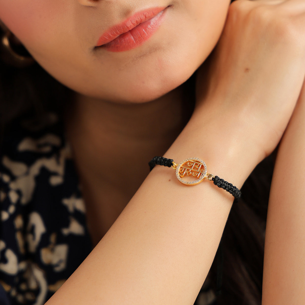 Pure Silver Jai Guruji Bracelet- Gold Finish