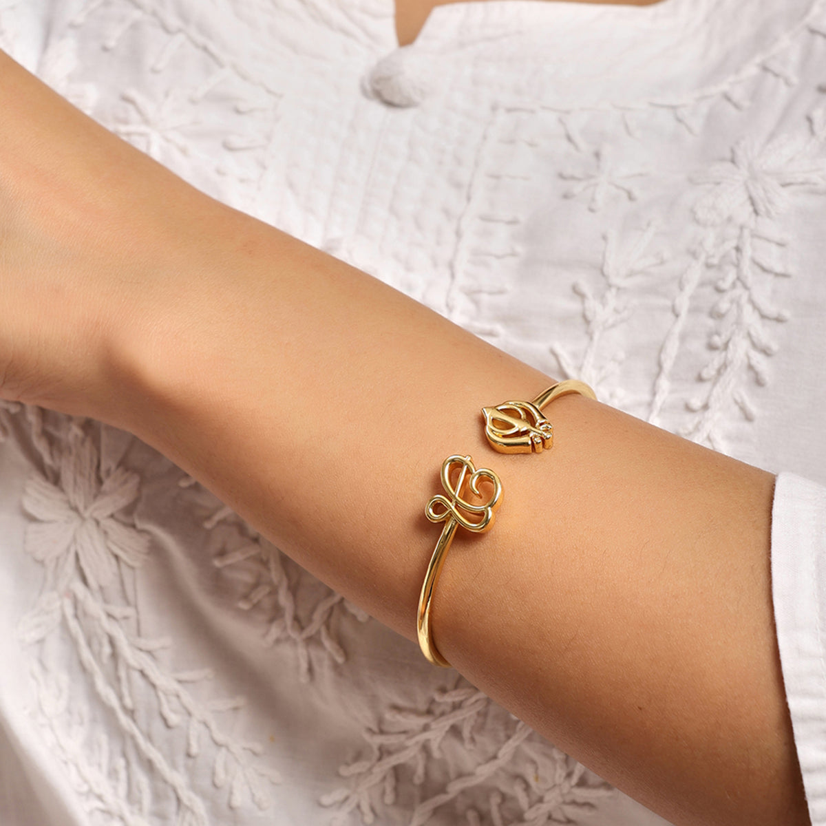 Gold Ek Onkar Khanda Kada- Stainless Steel