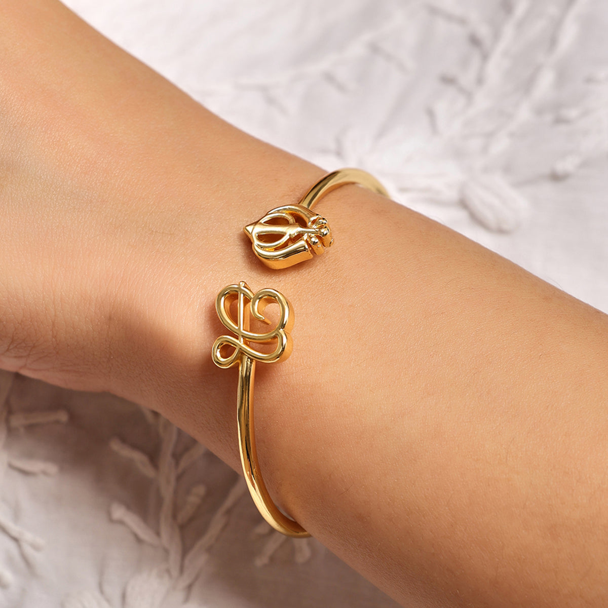 Gold Ek Onkar Khanda Kada- Stainless Steel