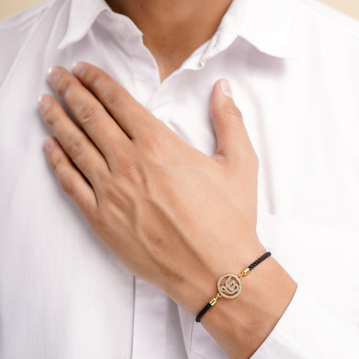 Unisex Ek Onkar Black Rope Bracelet