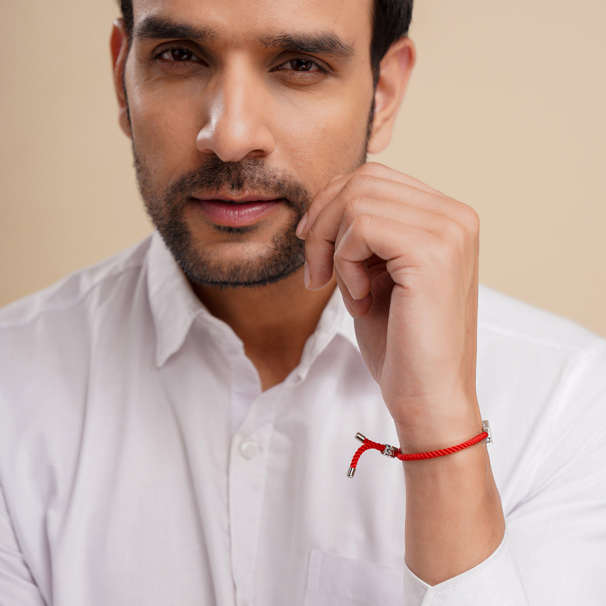 Men's Swastik Swarovski Red Rope Bracelet