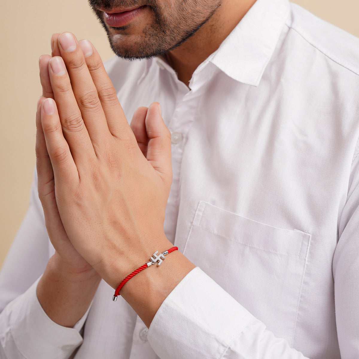 Unisex Swastik Swarovski Red Rope Bracelet