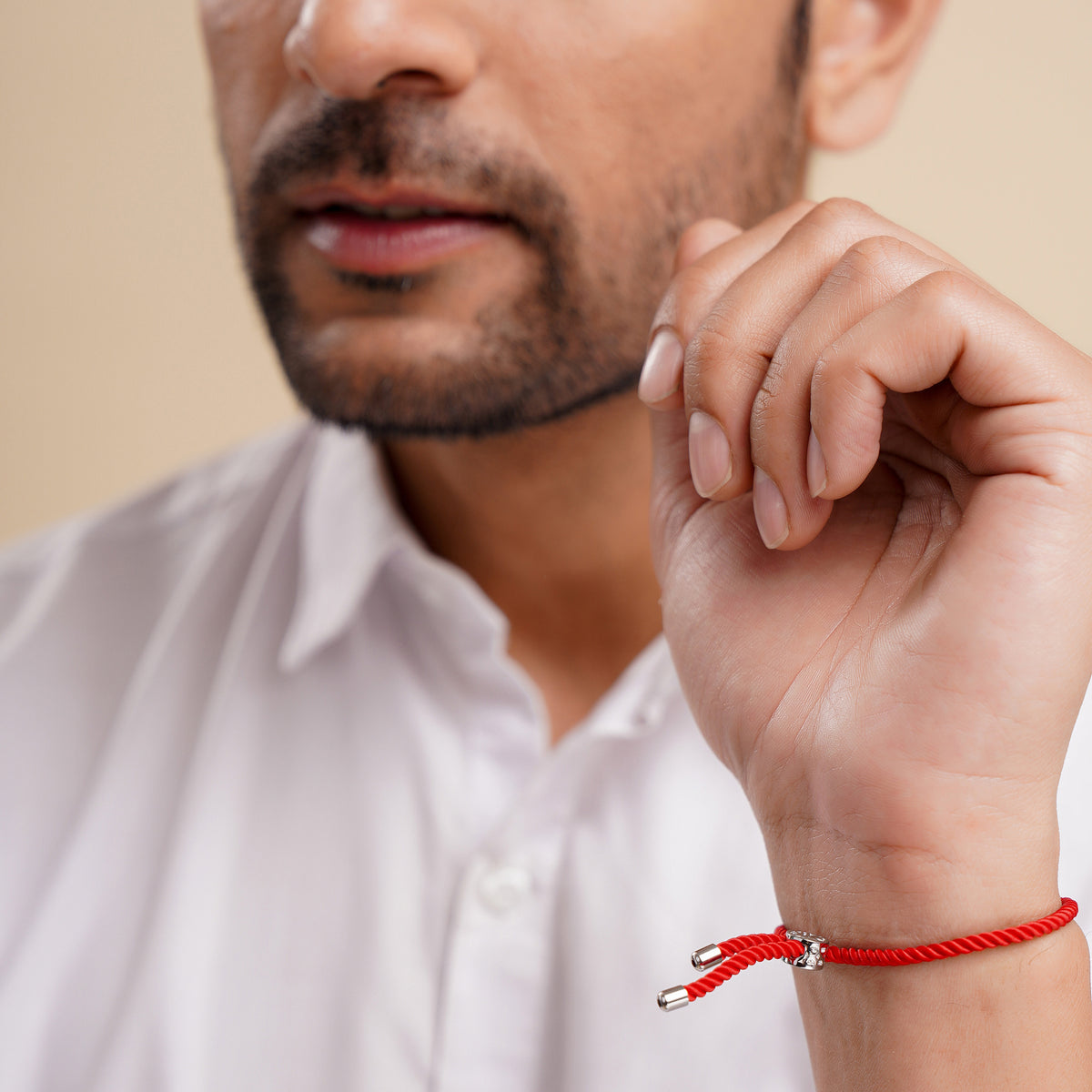 Men's Swastik Swarovski Red Rope Bracelet