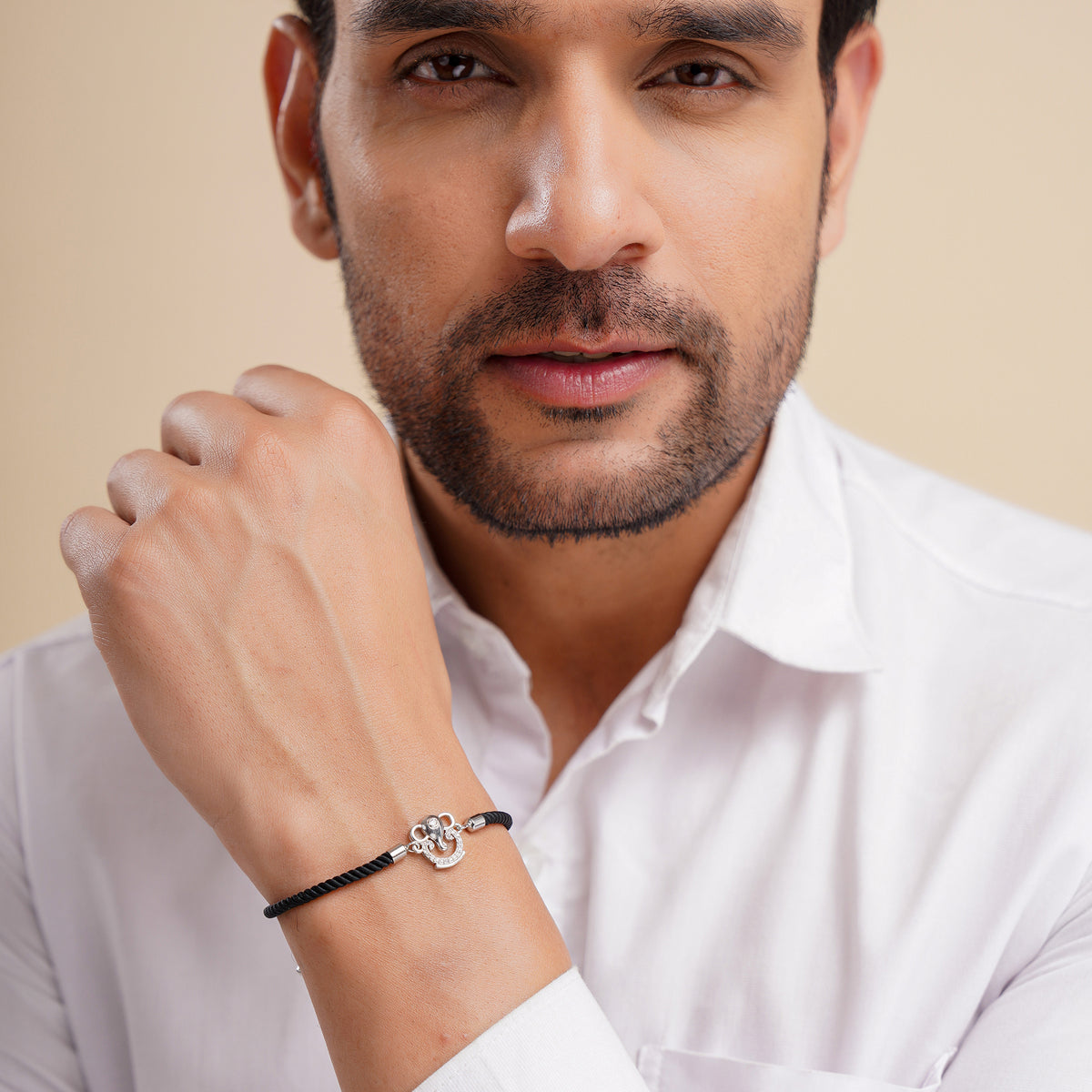 Men's Ganesha Black Rope Bracelet