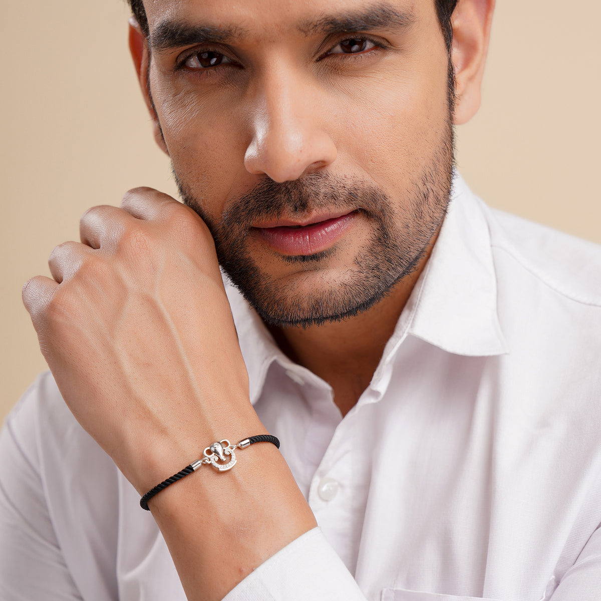 Men's Ganesha Black Rope Bracelet