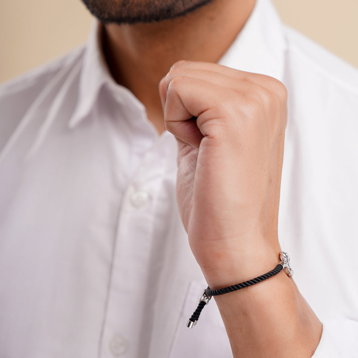 Men's Ganesha Black Rope Bracelet