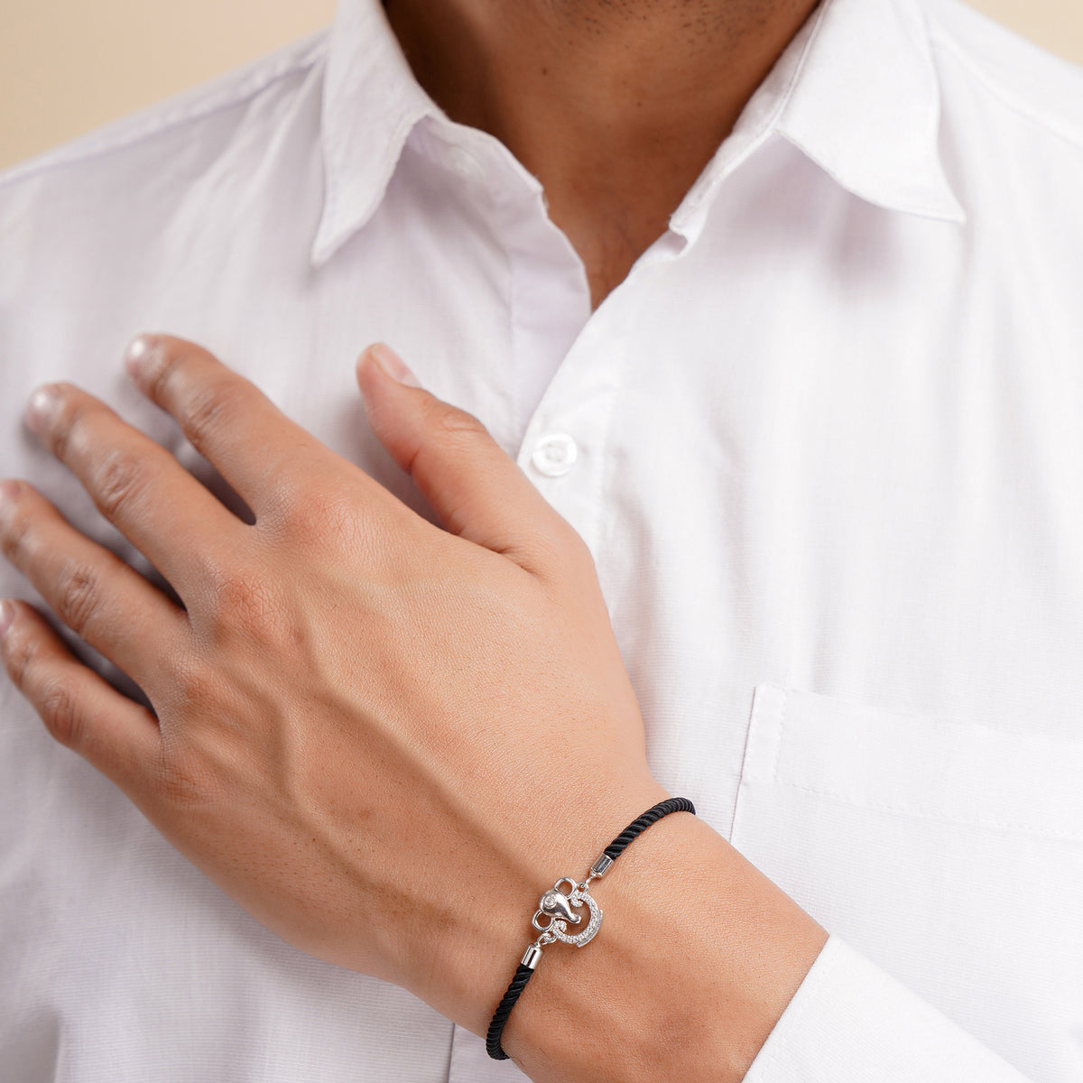 Men's Ganesha Black Rope Bracelet