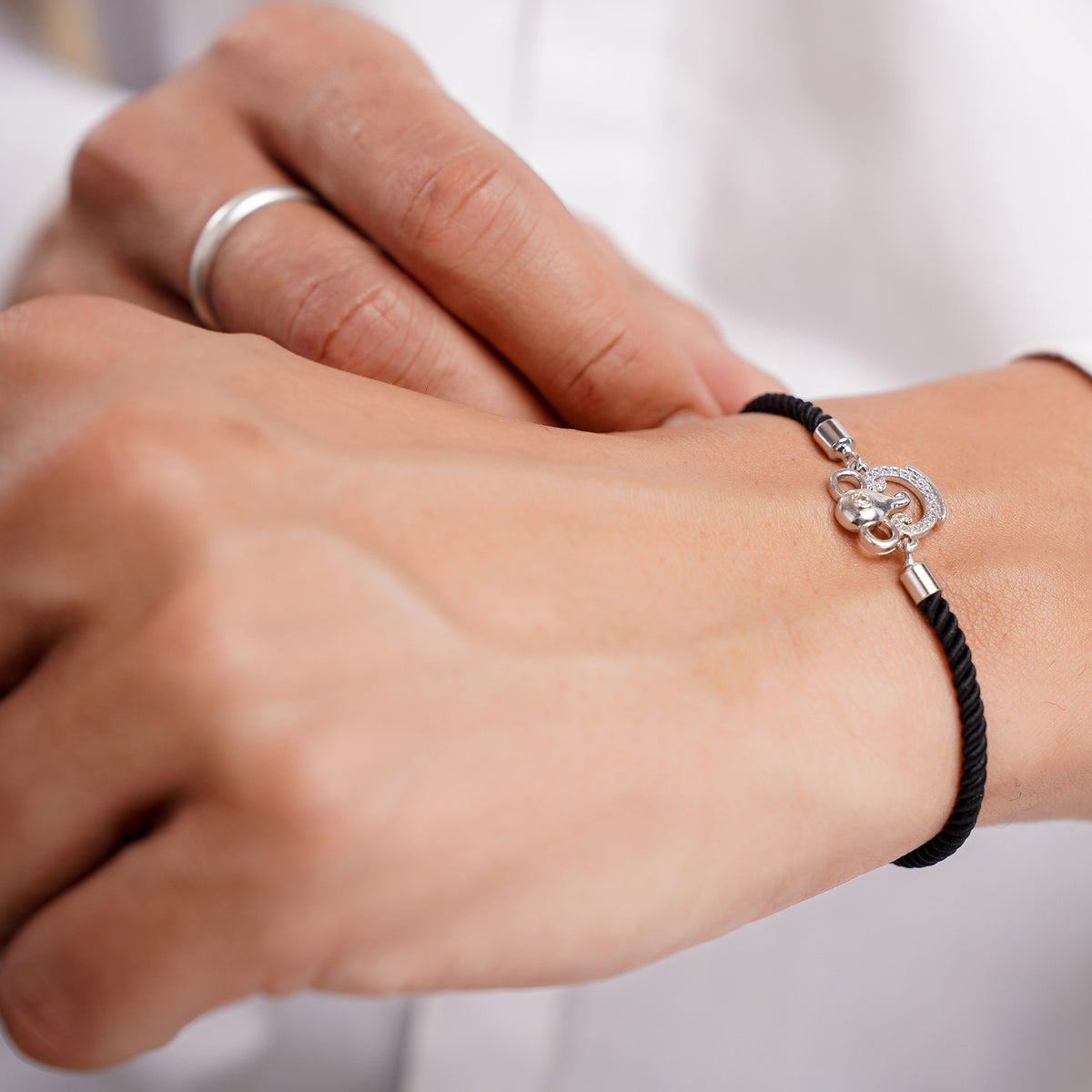 Men's Ganesha Black Rope Bracelet