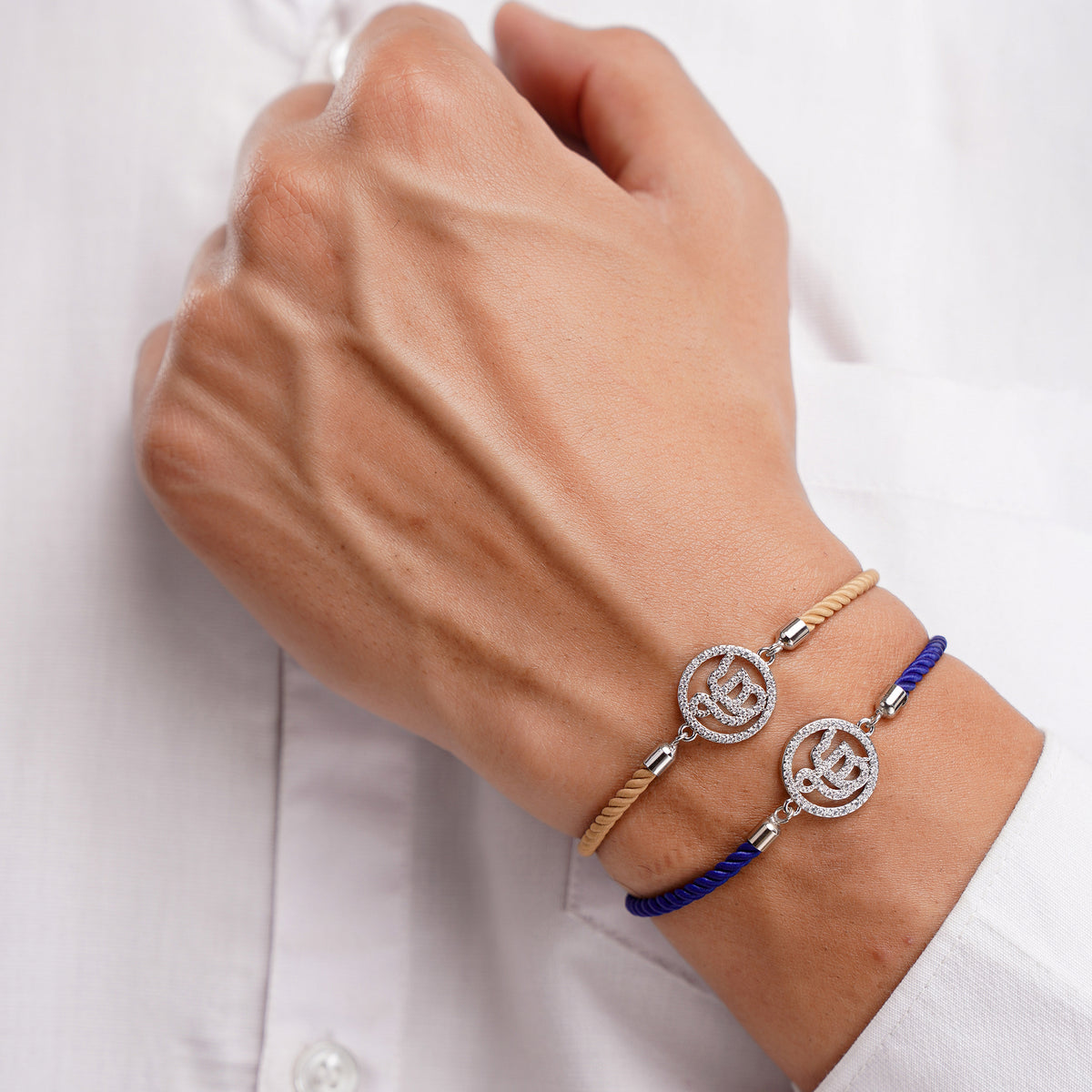 Men's Ek Onkar Rope Bracelet- Silver Finish