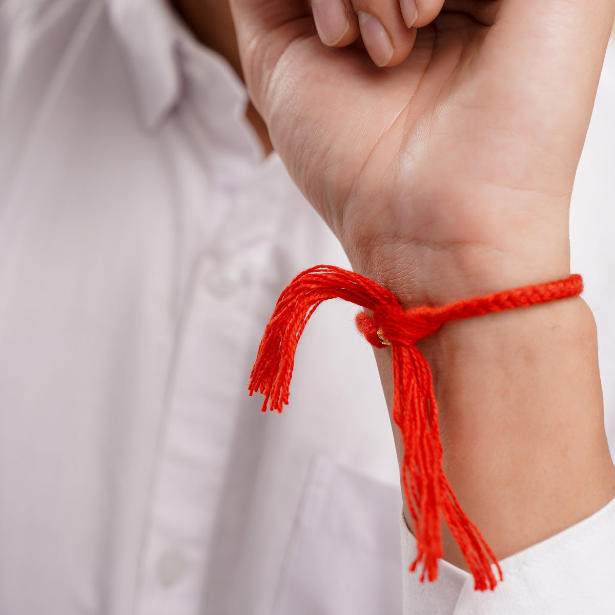 Men's Pure Silver Ek Onkar Red Thread Bracelet