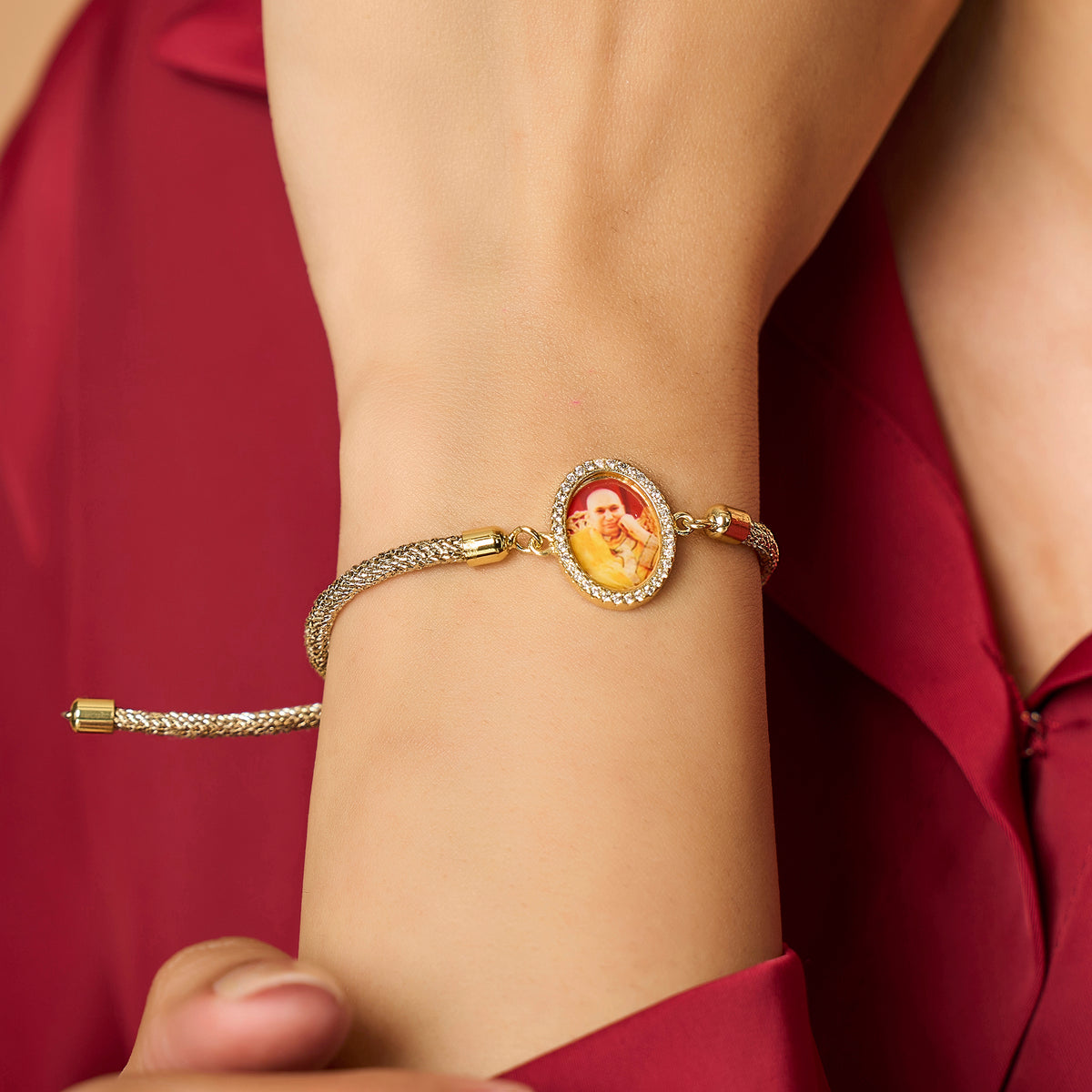 Guruji Swaroop Gold Zari Rope Bracelet- Yellow