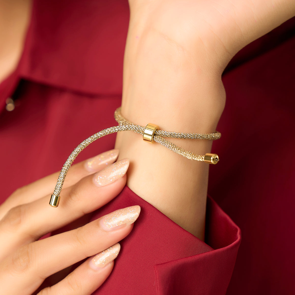 Guruji Swaroop Gold Zari Rope Bracelet- Yellow