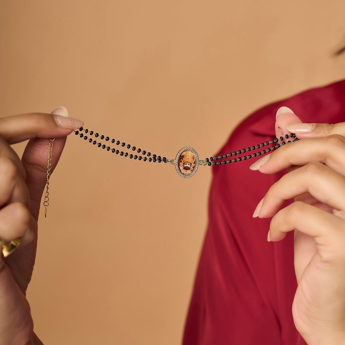 Khatu Shyam Baba Black Bead Bracelet