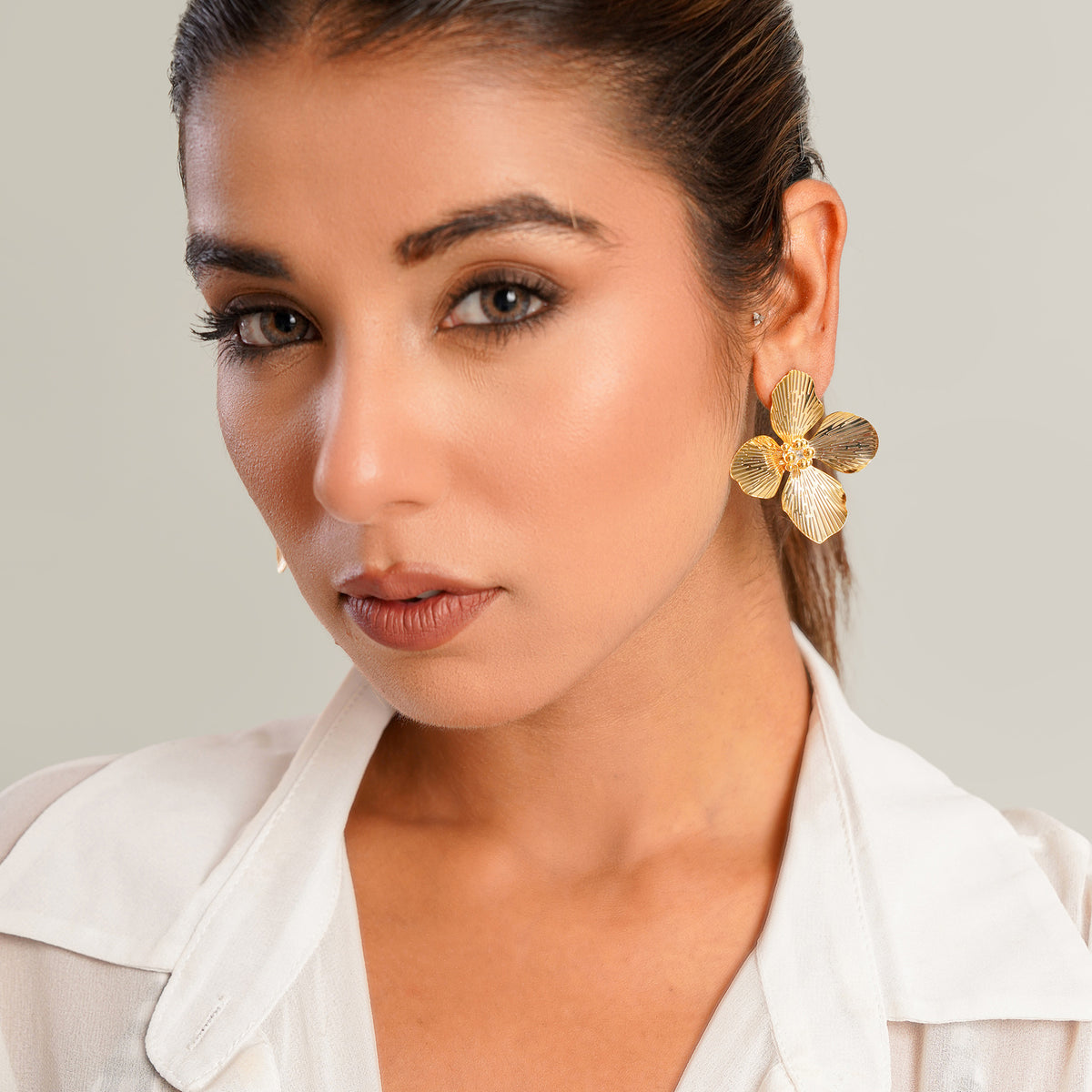 Flower Brushed Studs