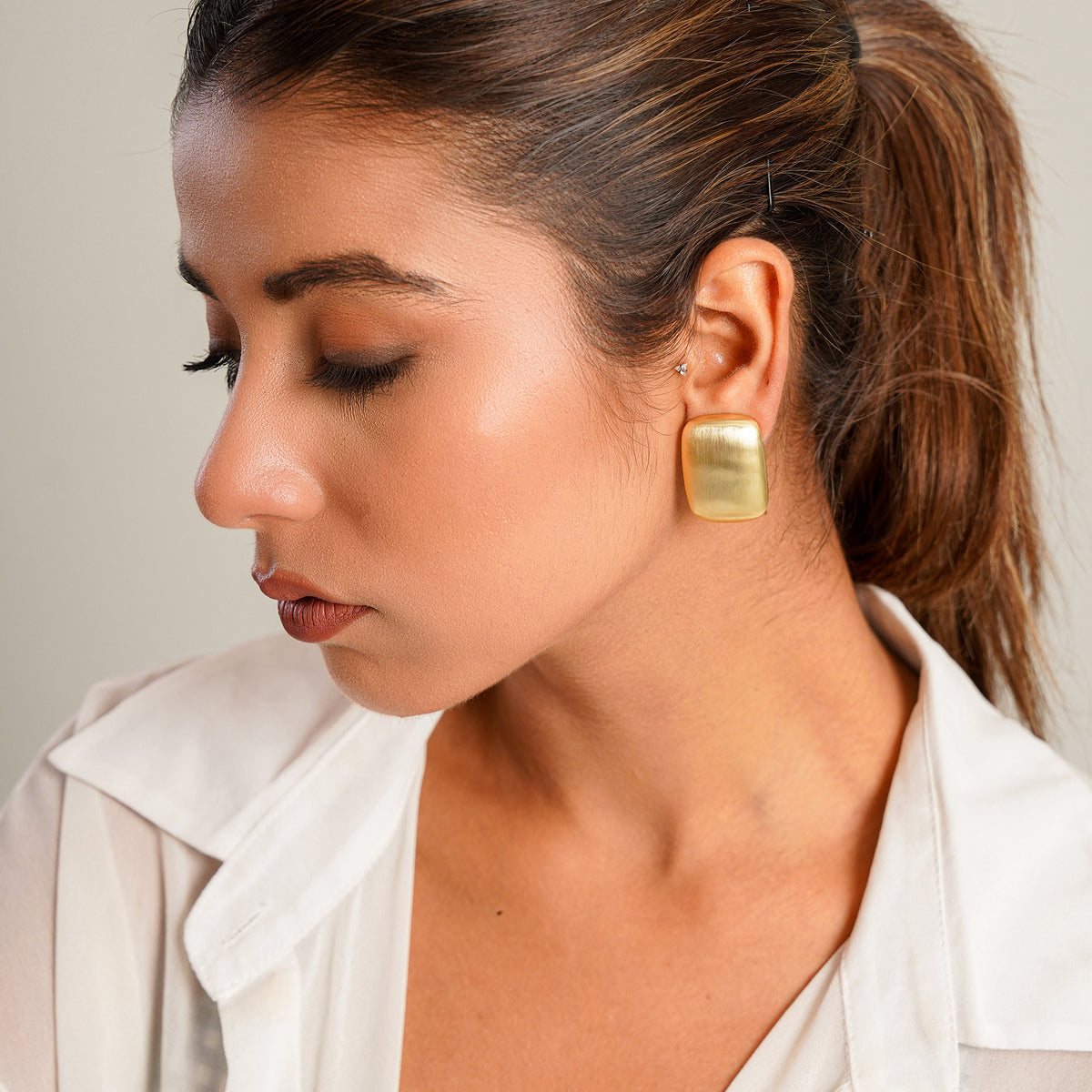 Rectagular Button Studs