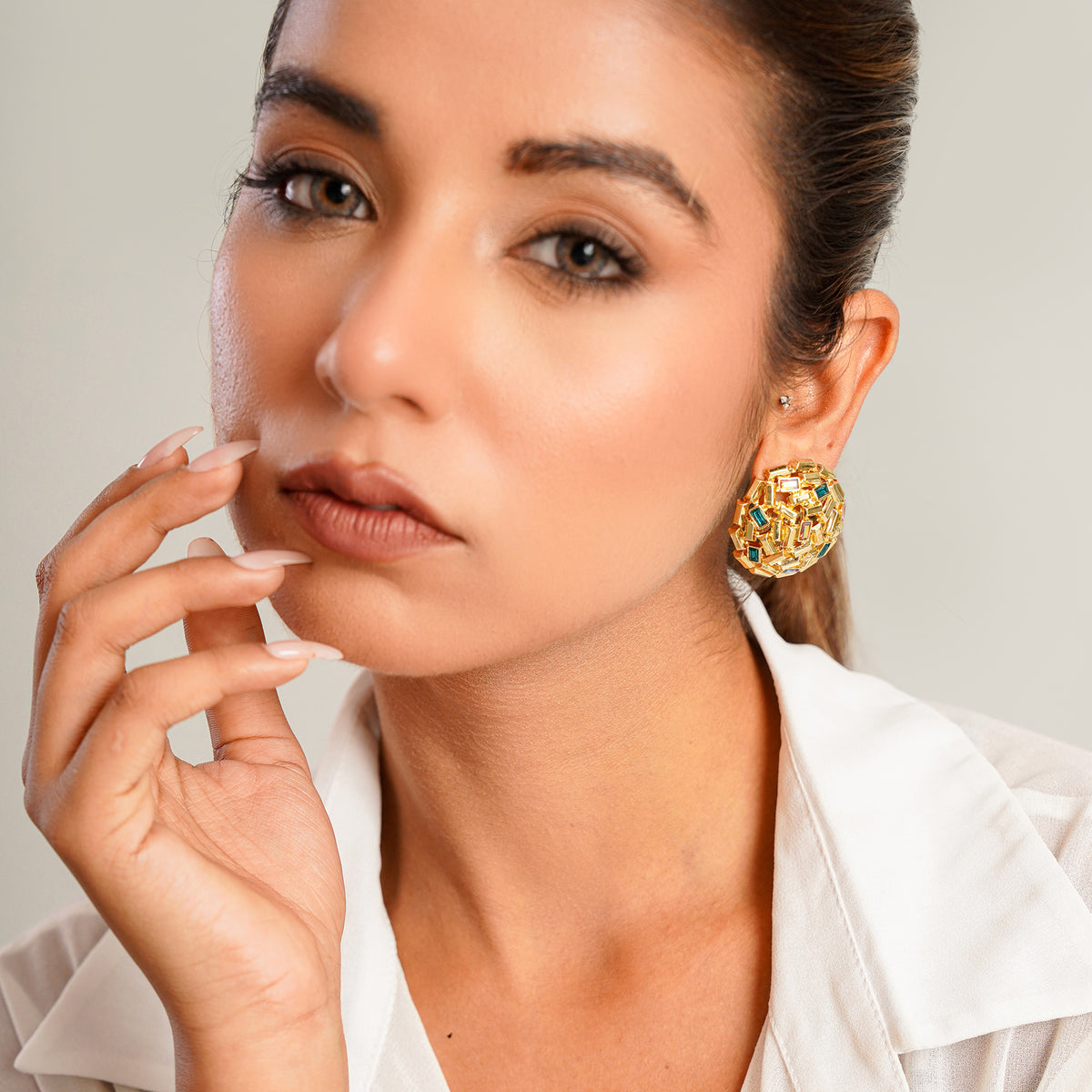 Cluster Swarovski Gold Studs