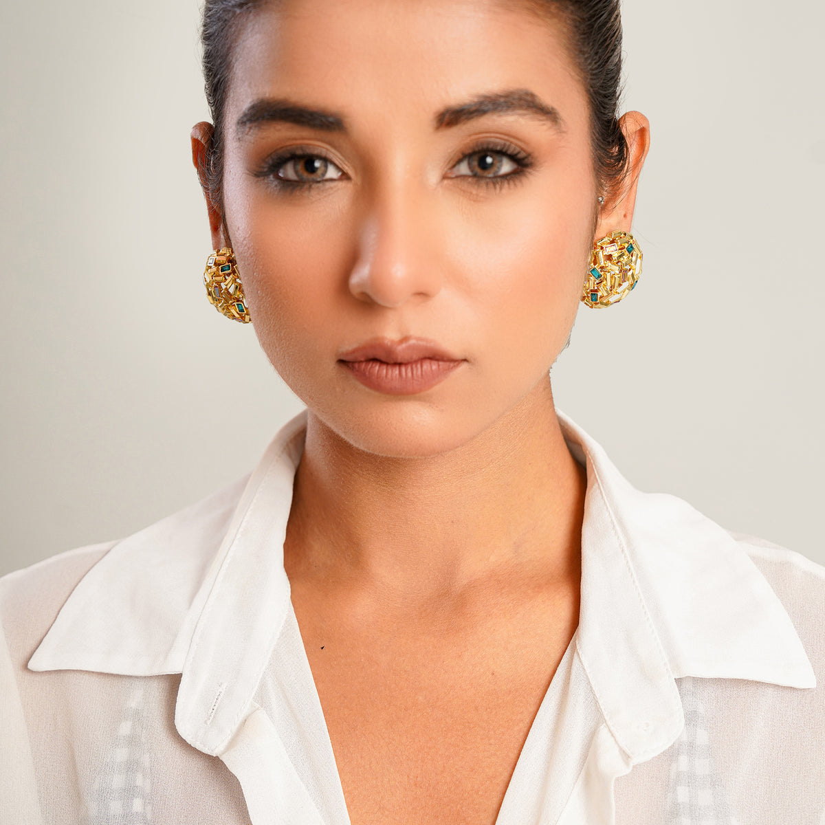 Cluster Swarovski Gold Studs