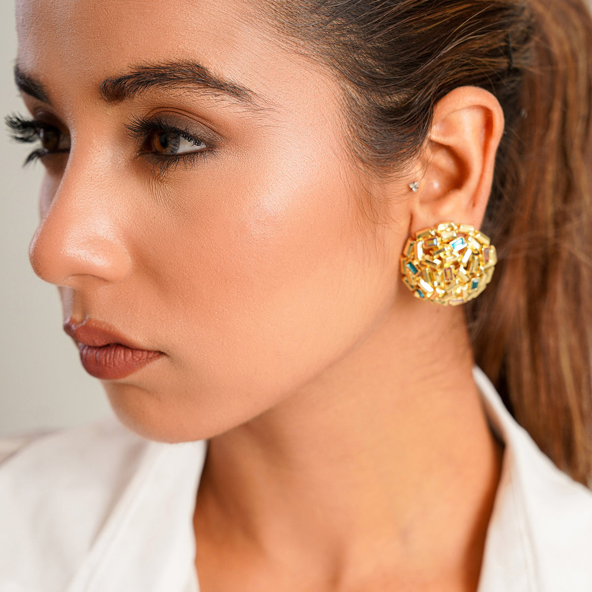 Cluster Swarovski Gold Studs