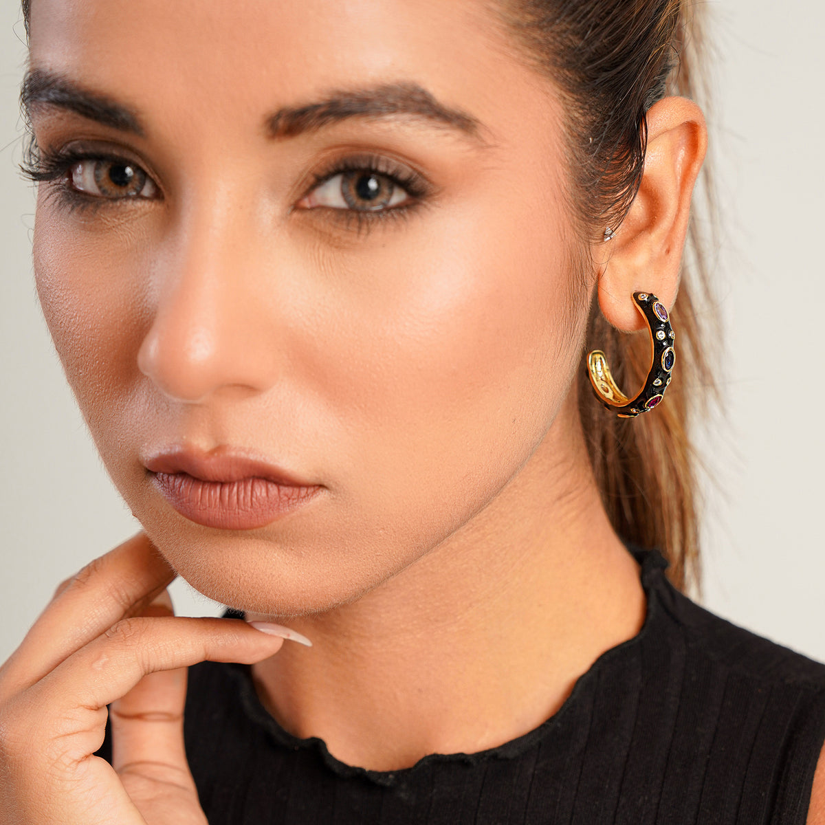 Swarovski Enamel Hoops