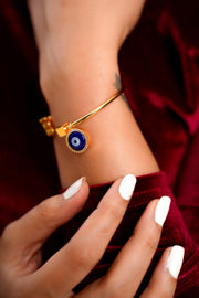 Ek Onkar Hanging Evil Eye Bracelet- Dark Blue