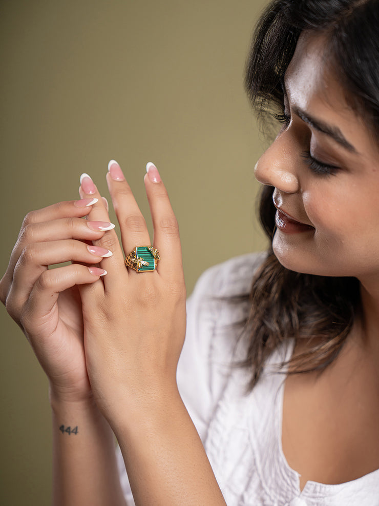 Bee Malachite Ring