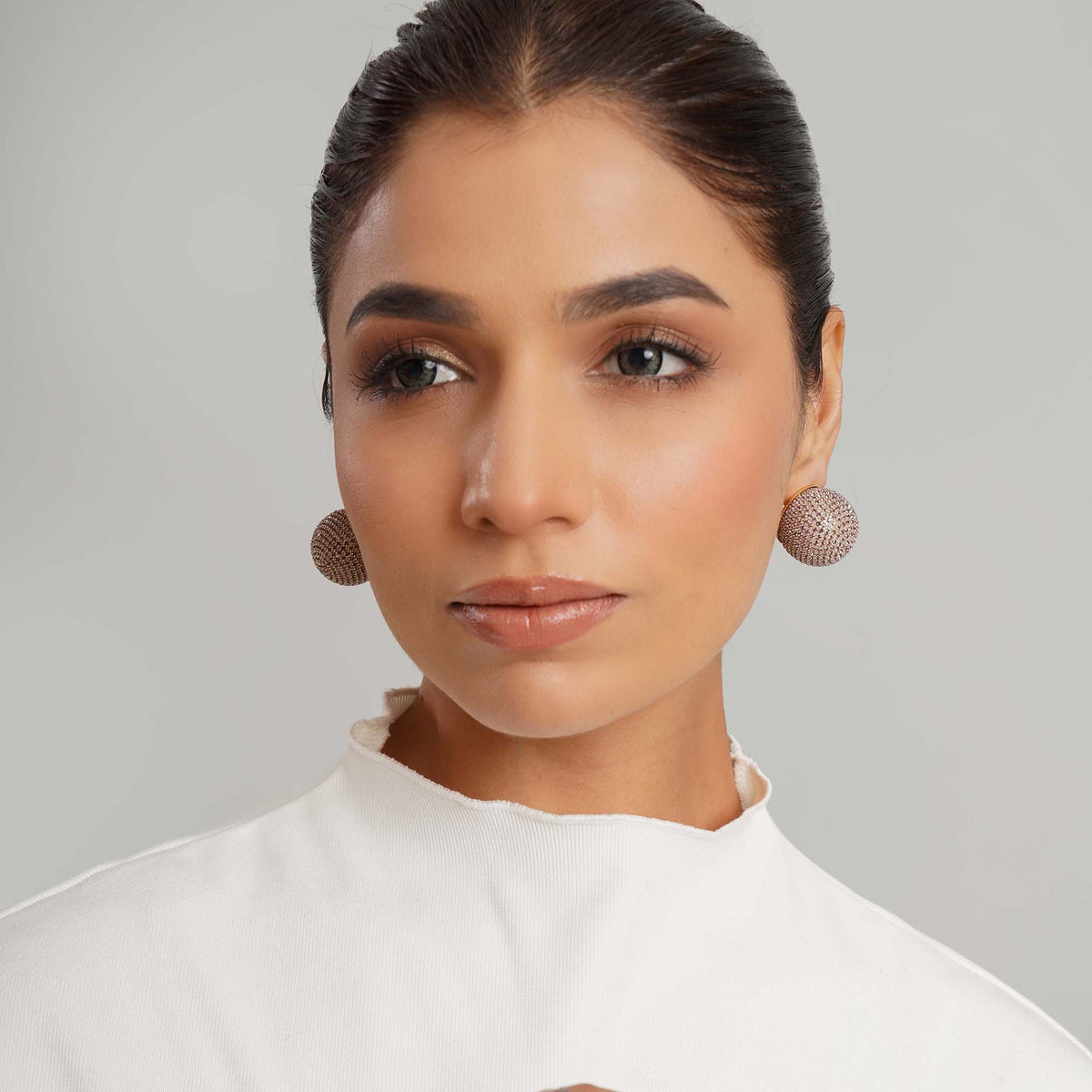 Dome Shaped Brown Stone Studs