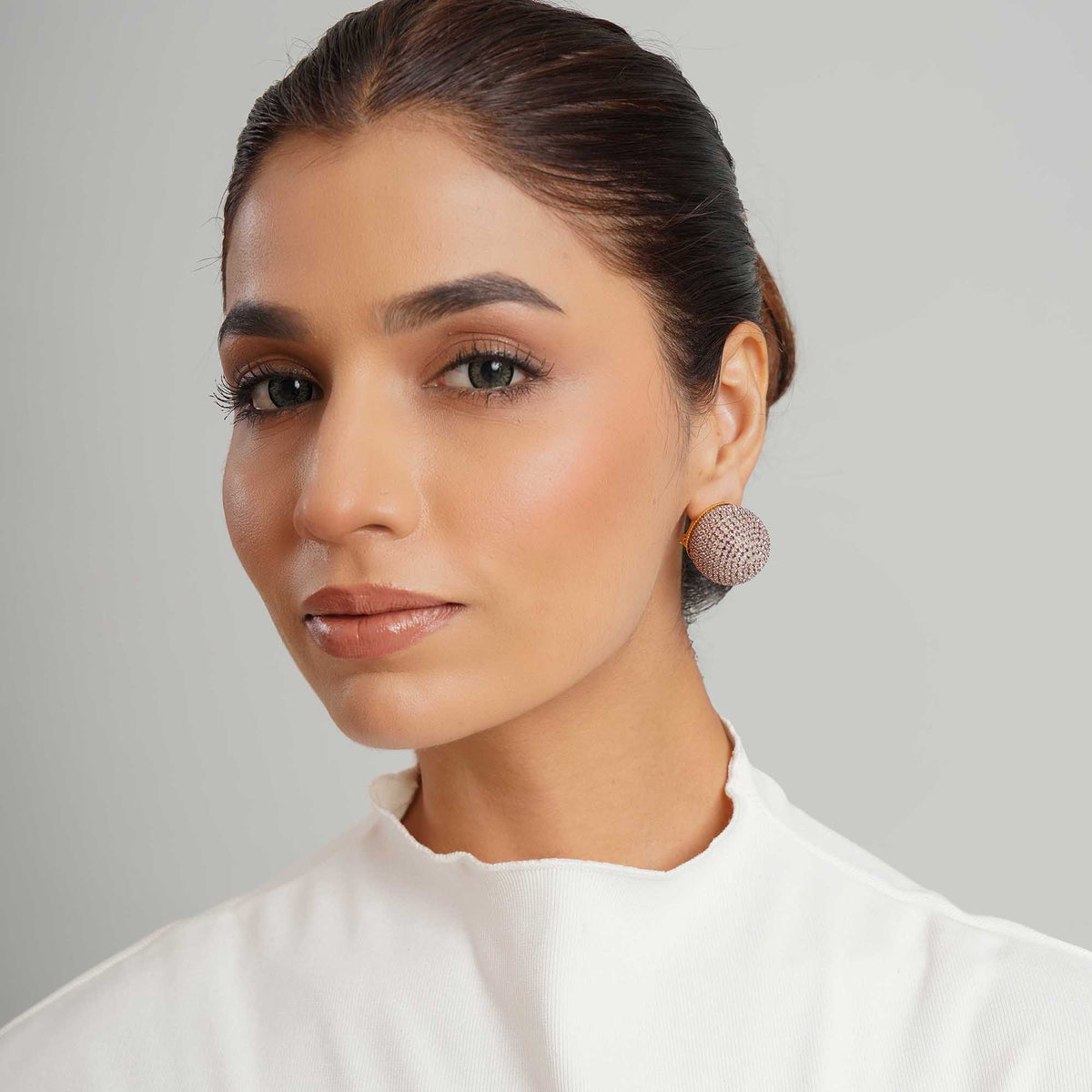 Dome Shaped Brown Stone Studs