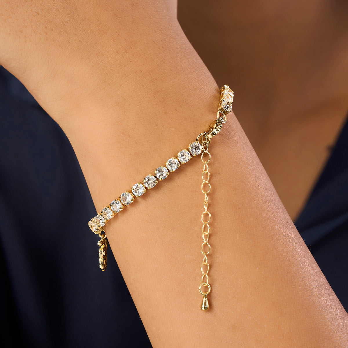 Khanda Ek Onkar Swarovski Tennis Bracelet