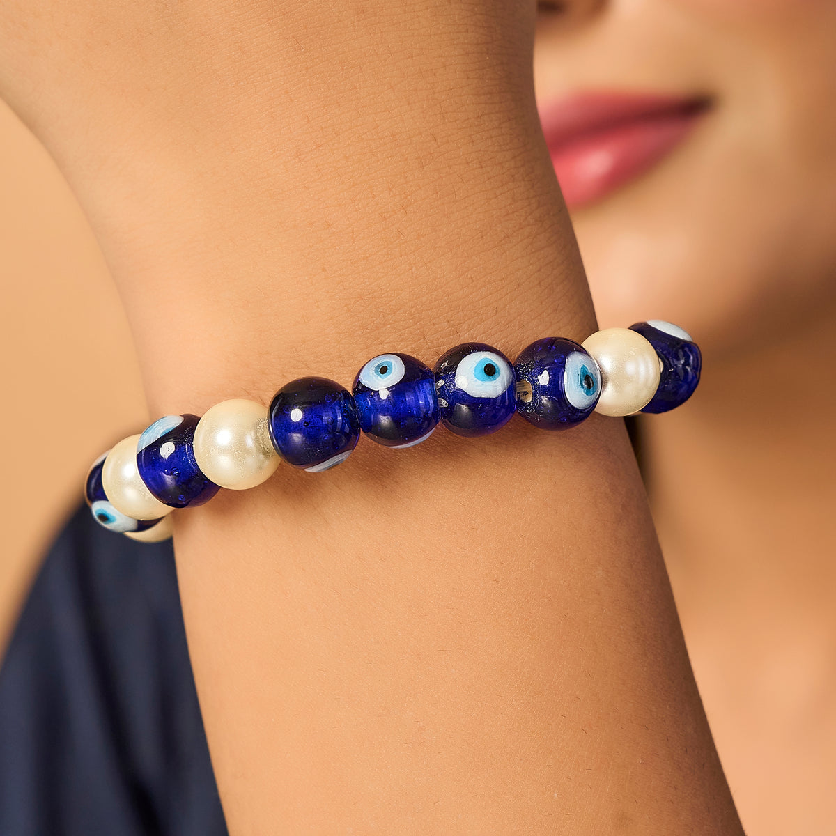 Sai baba Pearl and Evil Eye Bead Bracelet