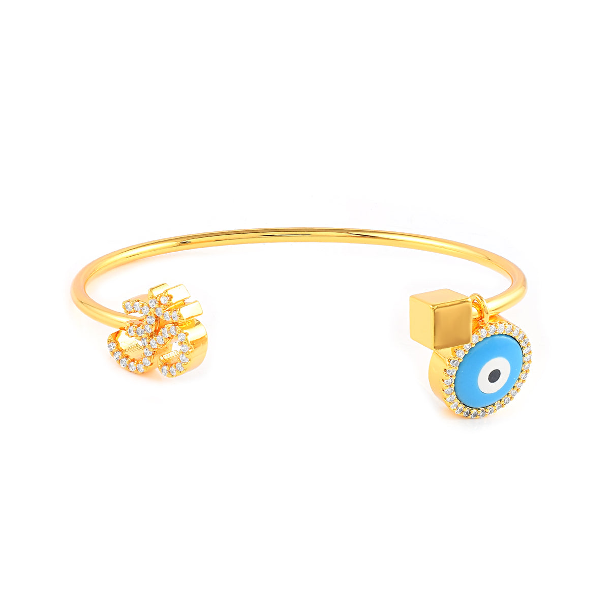 Om Evil Eye Hanging Bracelet- Light Blue