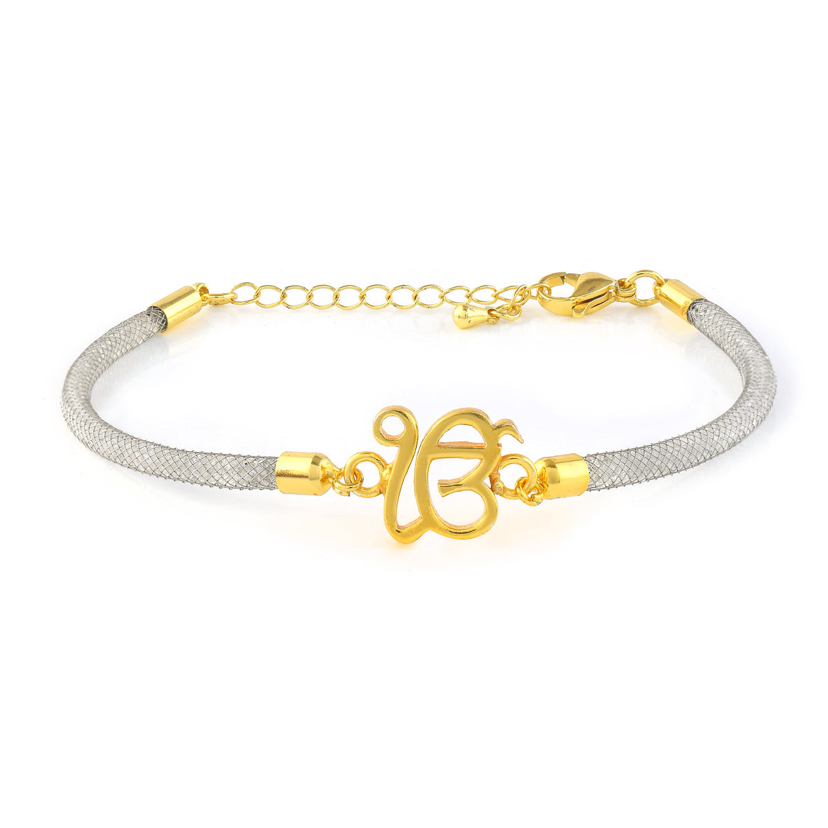 Pure Silver Ek Onkar Diamond Filled Rope Bracelet- Silver                                                                (Please note: this product will be delivered in 2-3 weeks from the time of purchase due to high demand)