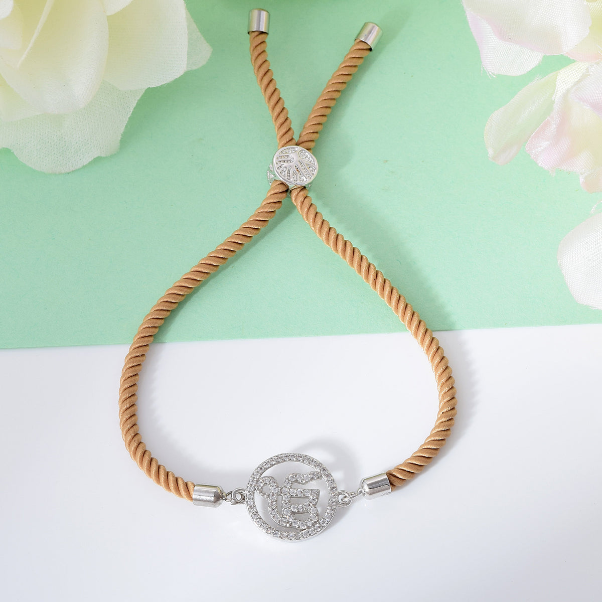 Men's Ek Onkar Rope Bracelet- Silver Finish