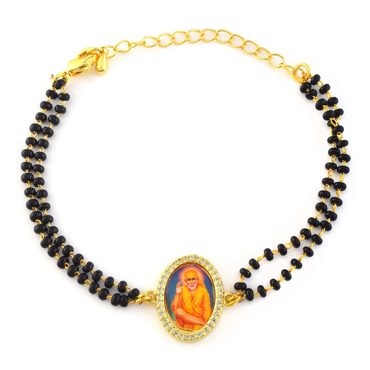 Sai Baba Black Bead Bracelet