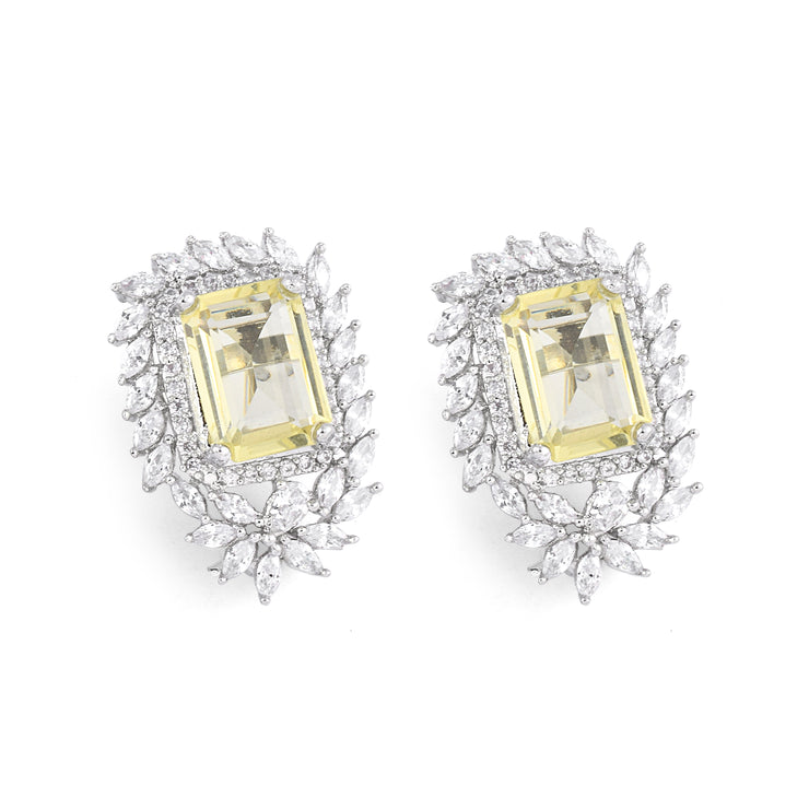 Citrine Swarovski Edge Stud Earrings