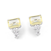 Citrine Rectangular Diamond Studs