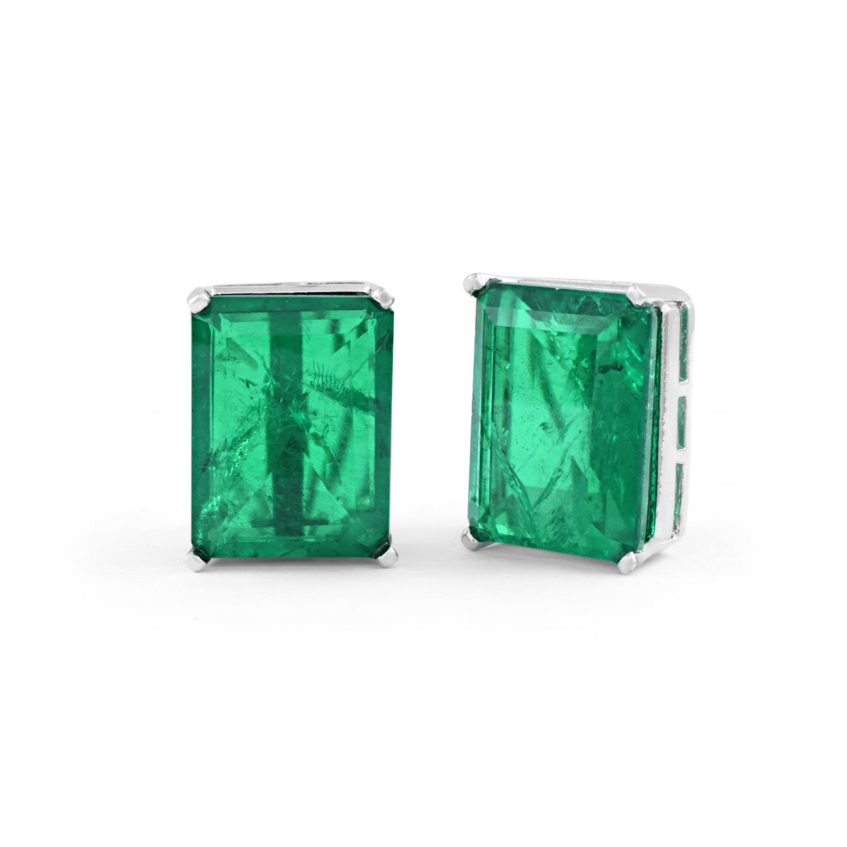 Rectangular Emerald Stud Earrings