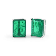 Rectangular Emerald Stud Earrings