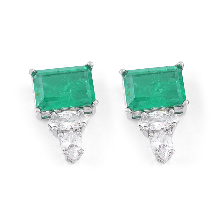 Rectangular Emerald Swarovski Drop Earrings