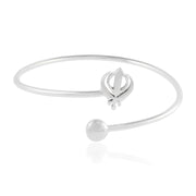 Pure Silver Khanda Ball Bracelet- Silver Finish