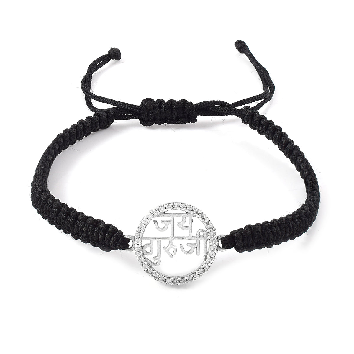 Men's Pure Silver Jai Guruji Bracelet- Silver Finish