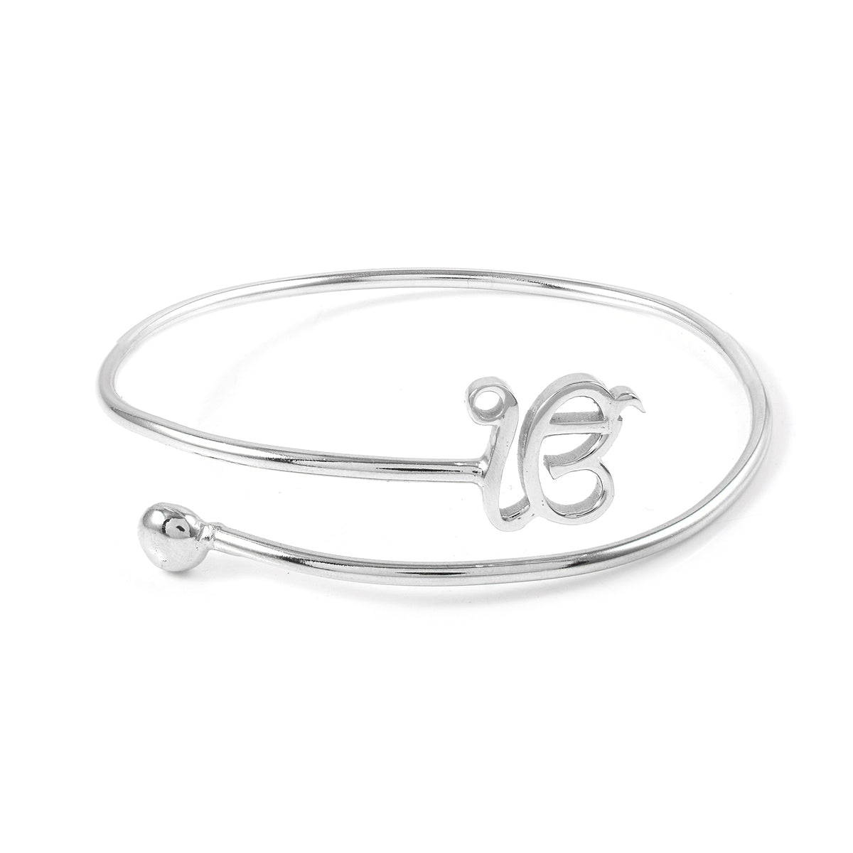 Pure Silver Ek Onkar Ball Bracelet- Silver Finish