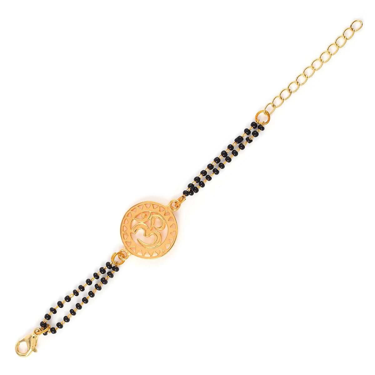 Om Black Beads Kids Bracelet