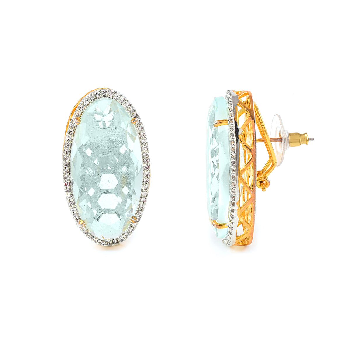 Aqua Oval Swarovski Studs