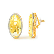Yellow Crystal Oval Studs