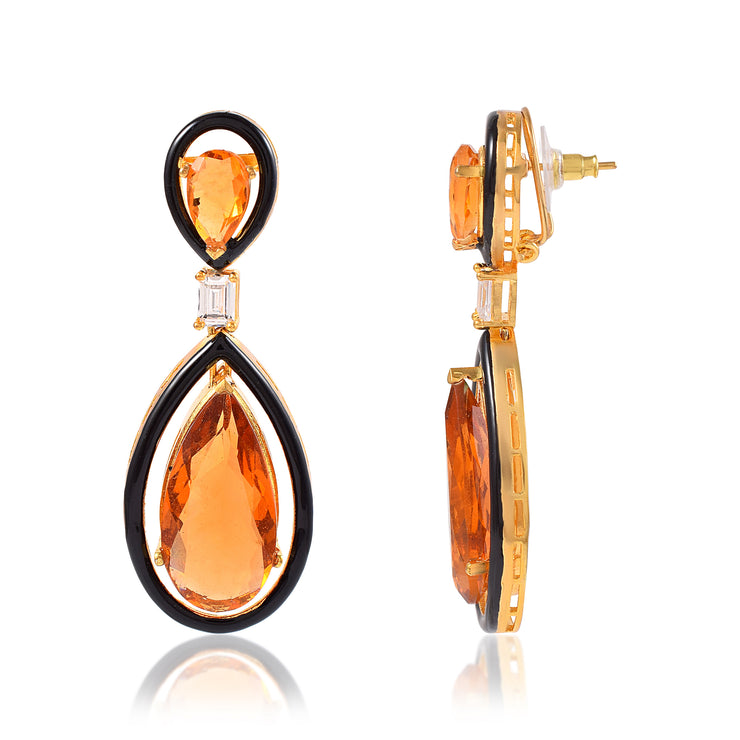 Orange Crystal Doublet Flowy Earrings