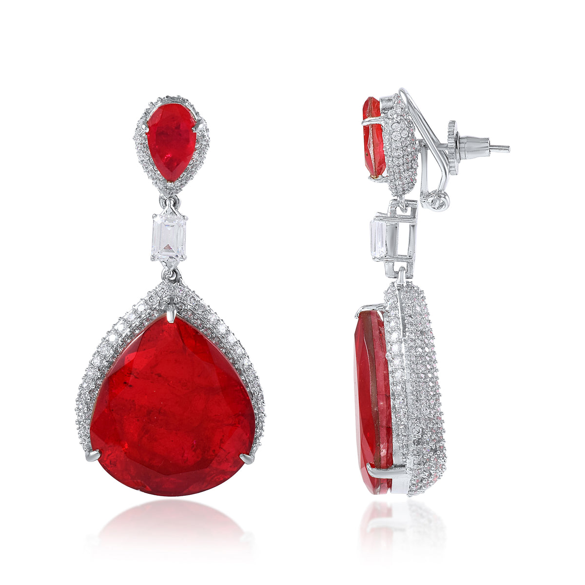 Tear Drop Swarovski Red Gem Earrings