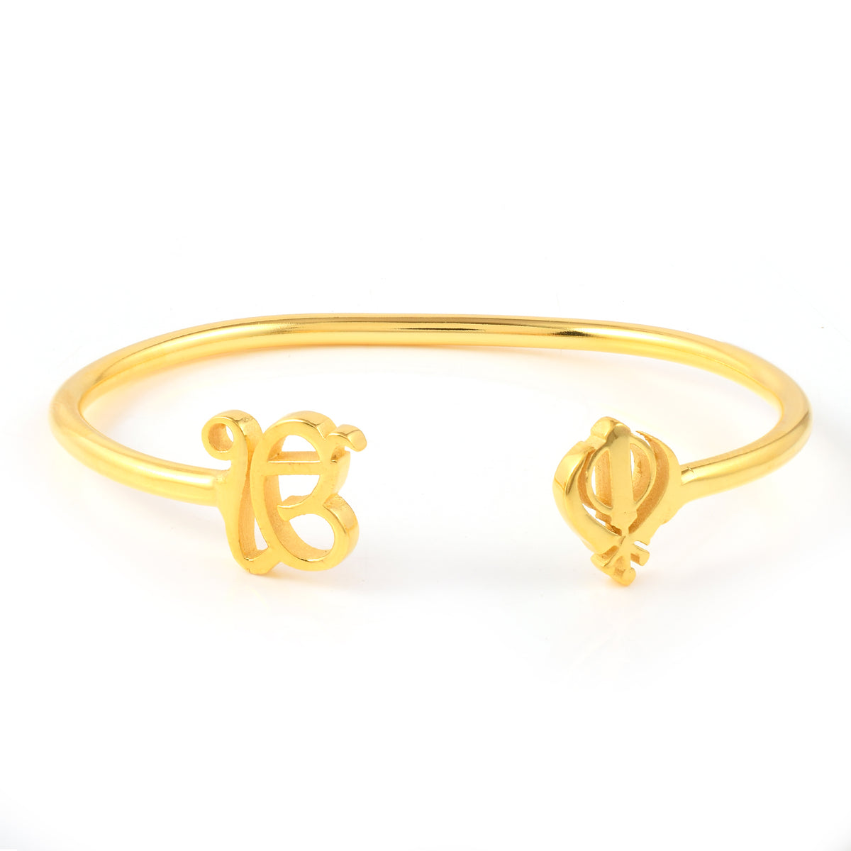 Pure Silver Ek Onkar Khanda Bracelet- Gold finish (Thick)